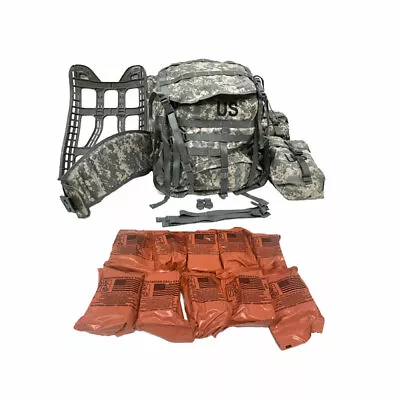MRE Meals Ready To Eat Humanitarian Daily Rations 1/24 INSP With Used Ruck Sack • $79.50