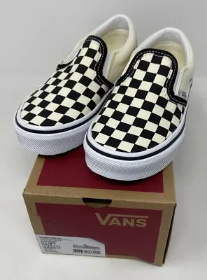 NEW Vans CLASSIC SLIP-ON Unisex Kids' Casual Shoe Black White Checkered Size 12Y • £24.06