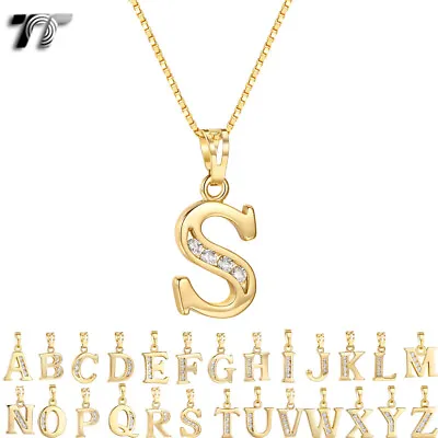 TT 18K Gold GP Inital Letter Pendant Necklace With Box Chain 45/60cm (NP327) NEW • $17.99