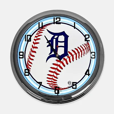 18  Detroit Tigers Metal Sign Designed White Neon Clock • $119.99