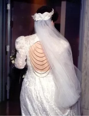 VTG Bill Levkoff Wedding Gown - 1989 - Sz 10 - Lace Sequins Pearls • $1168.04