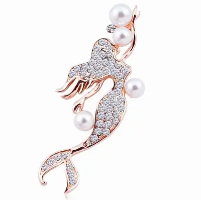 Stylish Women Mermaid Shiny Rhinestone Brooch Corsage Accessory Pin Gift New • $16.98