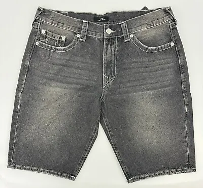 NEW True Religion Ricky Relaxed Straight Hem Zig Zag Jean Shorts Sz 36 Grey Mens • $79.90