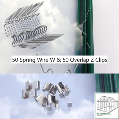 £6.12 • Buy Greenhouse Parts Spares 50 Spring Wire W & 50 Overlap Z Glazing Clips