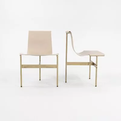 Pair Of Gratz Industries Laverne TG-10 Sling Dining Chairs Cream Leather Bronze • $8400