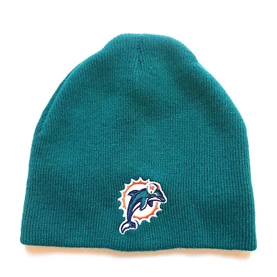 NFL Reebok Miami Dolphins Cuffless Knit Beanie Turquoise Skully Hat • $14.99