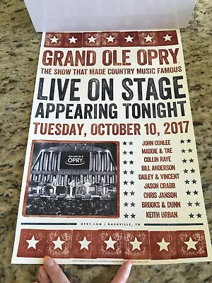 $15 • Buy Grand Ole Opry Concert Poster October 10, 2017; Keith Urban, Brooks & Dunn, Etc