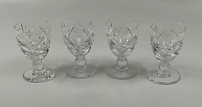 SET OF 4 ROYAL BRIERLEY BRAEMAR CUT LEAD CRYSTAL SHOT GLASSES Sh18 • £11.99