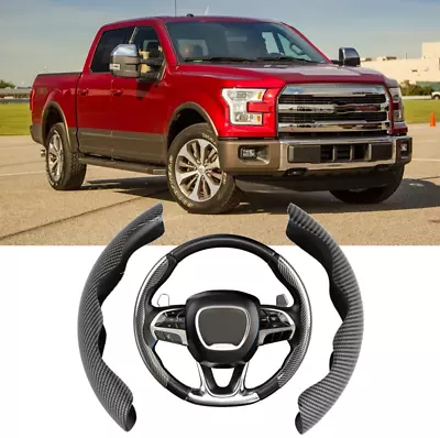 15'' Inch Carbon Fiber Car Steering Wheel Cover Anti-slip Leather For Ford F-150 • $19.59