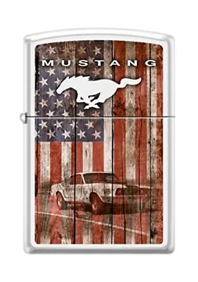 Zippo Lighter- Personalized Engrave For Ford Mustang USA Flag White Matte Z5198 • $43.95