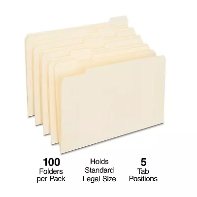 Staples File Folder 1/5 Cut Legal Size Manila 200/Carton ST163378/1633VS • $29.34