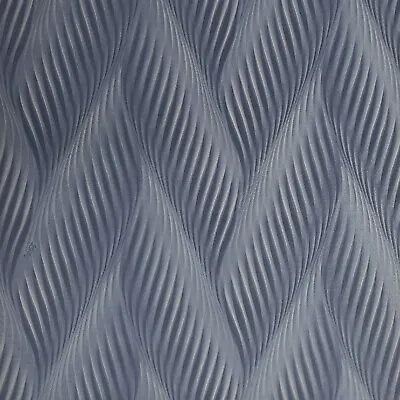 Vinyl Zig Zag Wave Navy Blue Silver Metallic Faux Fabric Textured Wallpaper 3D • $3.82