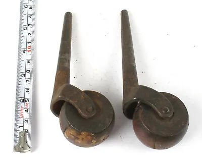 PAIR 2 Large Vintage Stem Casters 1-3/4  Wheels Wood/Metal Furniture Industrial • $9.95