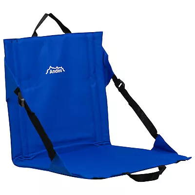 Andes Blue Folding Beach Chair Outdoor Garden Portable Stadium Seat • £12.99