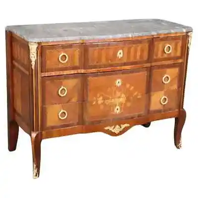 Antique 19th Century French Louis XV Style Inlaid Marble Top Commode • $2500