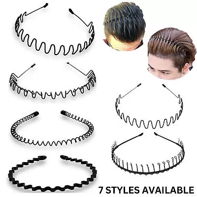 Black Metal Sports Hairband Alice Style Headband Hair Band Men Women Unisex UK • £2.99