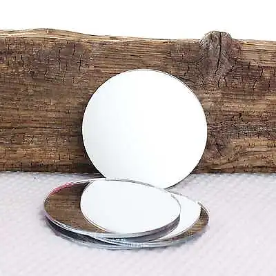4 X Round Coffee Tea Cup Or Wine Glass Mirror Coaster Place Mat Hand Bag Mirror • £5.49