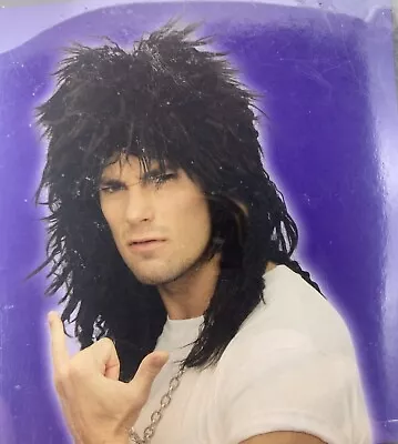 80’s Style Halloween Costume Punk Rocker Mullet Cosplay Wig For Men Black Hair • $18.90