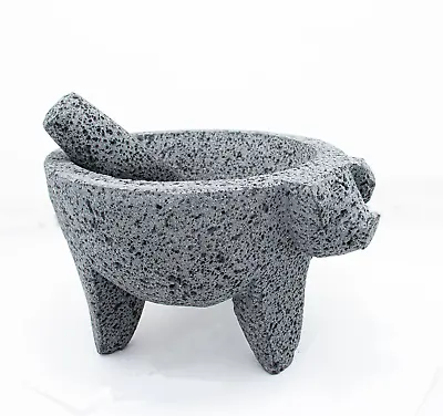 9 Inch Molcajete Mortar And Pestle With Pig Design Mexican Handmade With Lava S • $54.99