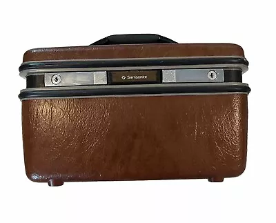 Samsonite Silhouette Train Bag Hard Side Cosmetic Make Up Case Key & Tray Brown • $49.95