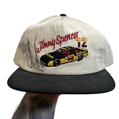 Vintage NASCAR Snapback Hat Jimmy Spencer #12 Meineke USA Racing Cap Autographed • $19.95