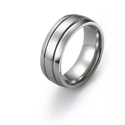 8mm Titanium Ring For Men Domed And Brushed Finish Titanium Wedding Band Size 9 • $5.99