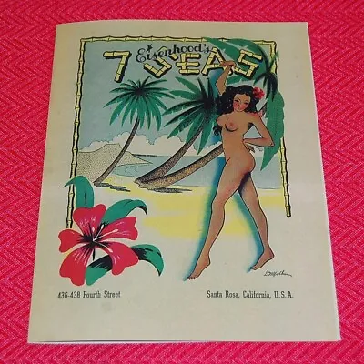 $26 • Buy Reproduction Menu 7 Seas Restaurant In Santa Rosa, Ca Polynesian Tiki Nude Cover