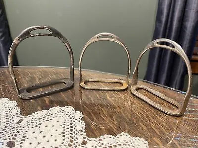 Vintage Pair Of Horse Saddle Stirrups - Nickel - Made In England One Star Steel • $58