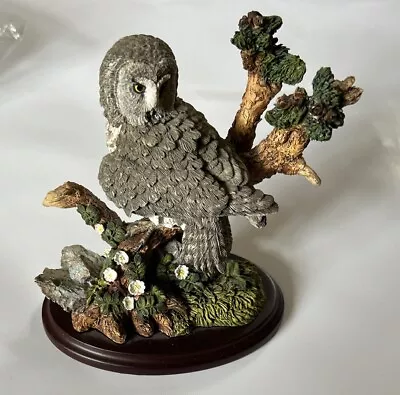 Country Artists Bird Figurine Great Grey Owl With Downy Rose  • £6.99