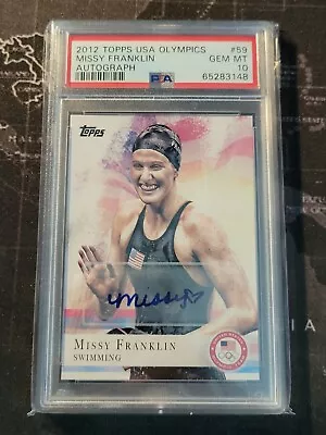 2012 Topps Missy Franklin US Olympic Team Auto #59 PSA 10 GEM MINT Pop 9 • $125