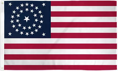 34 Star Round US Civil War Flag 3x5 Ft United States USA American Union Army  • $8.88