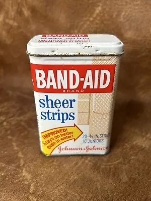 Vintage Band-Aid Tin Box Johnson & Johnson 16 Strips & 8 Juniors Included USA • $6