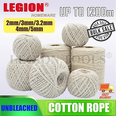 2/3/4mm Natural Cotton Rope Cord Twine Braided Rope Cord Hand Craft Macrame DIY • $53.90