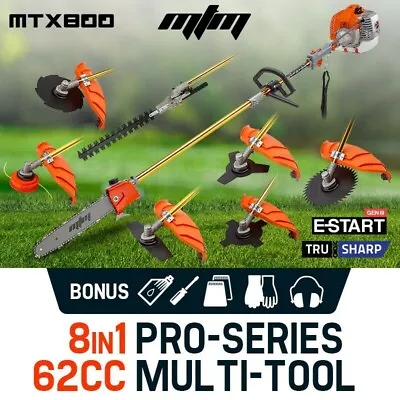 MTM 62cc Pole Chainsaw Hedge Trimmer Brush Cutter Whipper Snipper Multi Tool Saw • $318