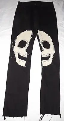 MNML Men's Black Skull Jeans Pants Size 32 • $40