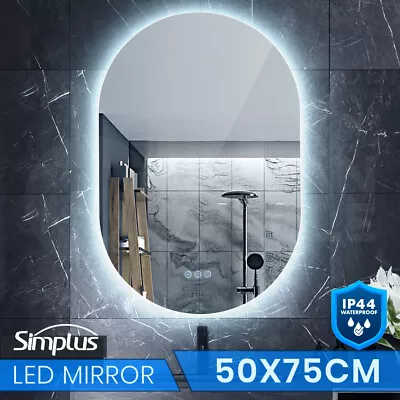 Simplus LED Wall Mirror Bathroom Oval Vanity Mirrors Light Dimmable Anti-Fog • $128.99