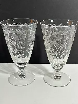 Beautiful Fostoria Chintz Set Of 2 Juice Glasses Etched 4 3/5  • $19.99