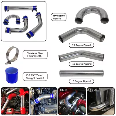 2.75  70mm Universal 8 PCS Turbo Intercooler Pipe Kit + Silicone Hose Clamps BL • $292.59