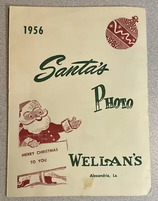 1956 Vintage 2 Boys With Santa~Santa's Photo Wellan's Photo Folder Alexandria LA • $6.95