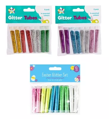 8 X GLITTER TUBES CREATIVE KIDS CARD MAKING CHRISTMAS CRAFTS SCRAPBOOK DECOUPAGE • £5.99