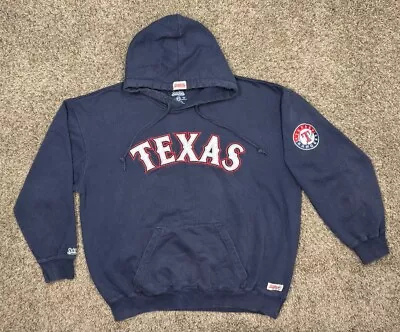 Texas Rangers Hoodie Sweatshirt Mens Sz XL Blue Logo Patch Stitches • $17