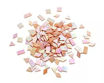  Iridescent Glass Mosaic Tiles Supplies 200 Pieces Iridized Orange Sherbert • $24.65