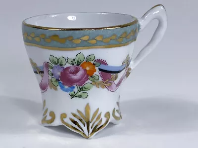 Miniature Porcelain Teacup - Gold Trim - 1 5/8  Tall • $5.99