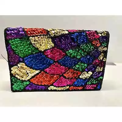 Vintage 80s Sequined Sparkle Beaded Crossbody Purse NEW • $30