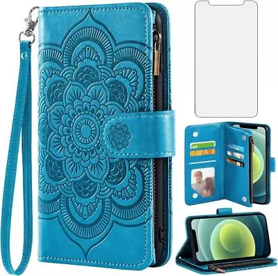 IPhone 12 Pro 6.1 Wallet Case And Tempered Glass Screen Protector - Leather • $53.95