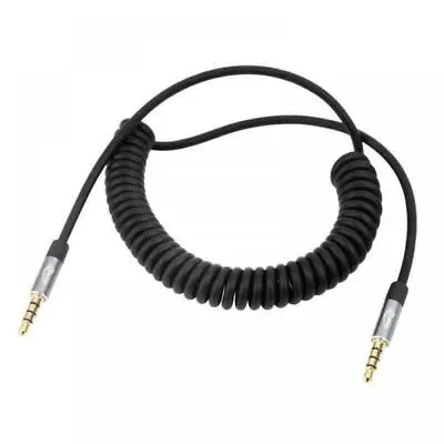 3.5mm Male To 3.5mm Audio Mic 4 Pole TRRS Headphone Aux Coiled Cable  • £5.95
