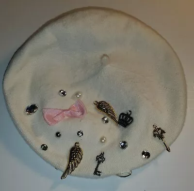 Tam Beret Clairs Beige Embellished Charms Womens Winter Hat M/L CLEARANCE  • $4.59