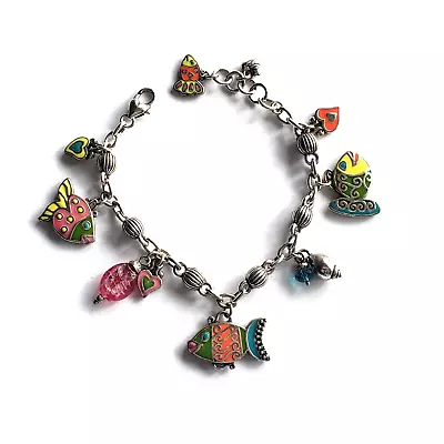 Charm Bracelet Vintage Enamel Fish Aquatic Sea Life Betsey Johnson • $26