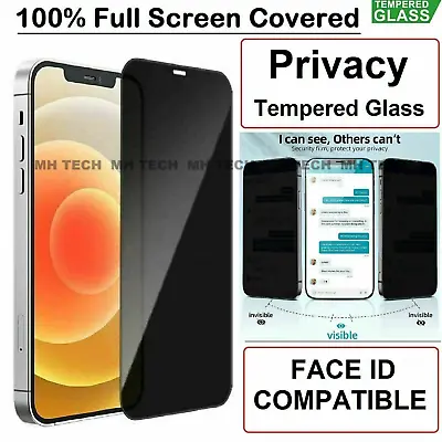 5D Privacy Tempered Glass Screen Protector For IPhone 15 14 Pro Max 13 12 Cover • £5.29