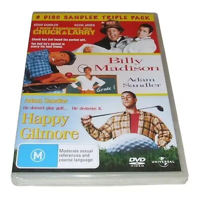 Adam Sandler Triple Pack DVD Happy Gilmore Billy Madison & Chuck Larry New • $11.98